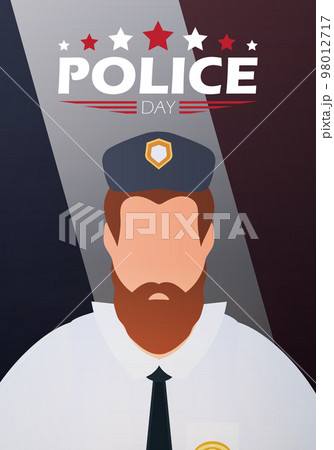 Police Day. Policeman on the background of the flag. Vector illustration. Police Day. Policeman on the background of the flag. Vector illustration. 98012717