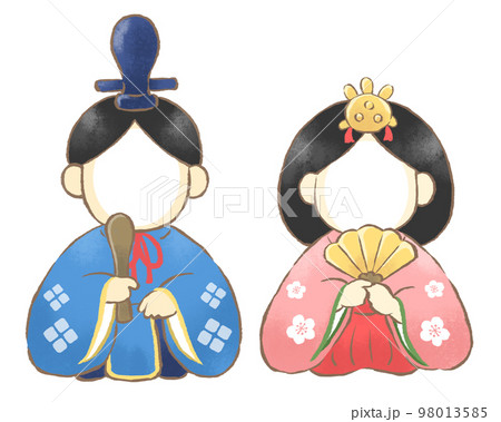 ひな祭り顔ハメ素材 おひなさま(男雛と女雛)の手描きイラスト ひな祭り顔ハメ素材 おひなさま(男雛と女雛)の手描きイラスト 98013585