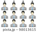 スーツを着た男性　喜怒哀楽の表情差分イラストセット 98013615