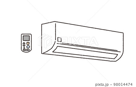 シンプルなタッチ　エアコンとリモコンのイラストレーション 98014474