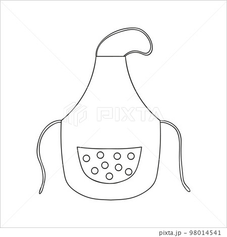 Vector black and white apron. Kitchen protective clothes icon isolated on white background. Cartoon style cooking equipment. vector illustration 98014541