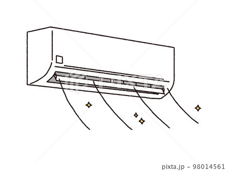 シンプルなタッチ　エアコンが稼働しているイラストレーション 98014561
