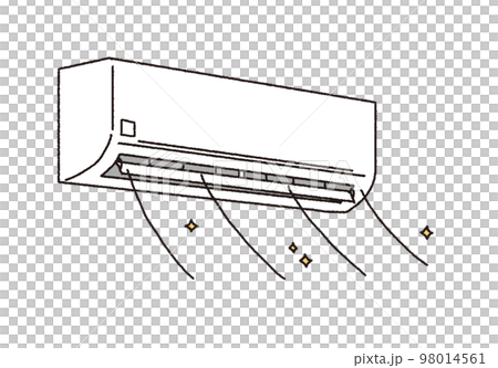 シンプルなタッチ　エアコンが稼働しているイラストレーション 98014561