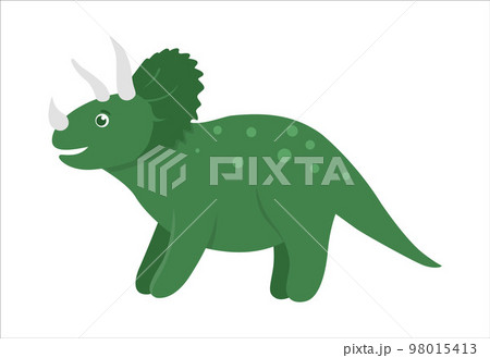 Vector cute dinosaur icon isolated on white background. Funny flat dino character. Cute prehistoric reptile illustration 98015413