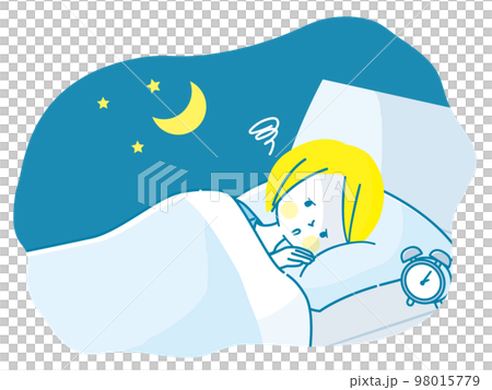 Illustration material of a woman who is having trouble sleeping Illustration material of a woman who is having trouble sleeping 98015779