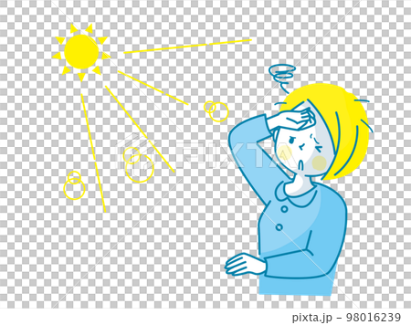 Illustration material of a young woman who is hot in the sun 98016239