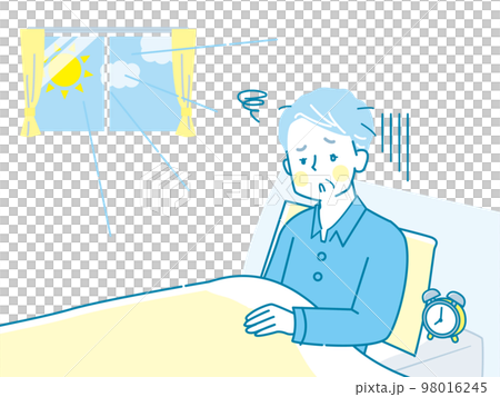 Illustration material of a senior man who has a hard time waking up in the morning 98016245