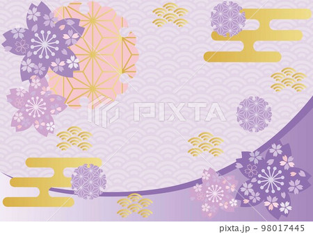 和柄桜_パープル背景1569 和柄桜_パープル背景1569 98017445