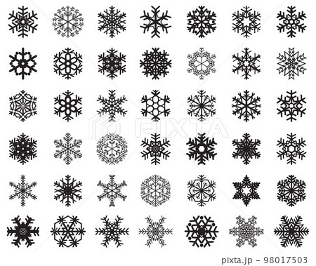 Set Of Different Black Snowflakes On A White のイラスト素材