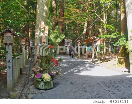 日本のお正月の風景・門松と鳥居(新年の縁起物) 日本のお正月の風景・門松と鳥居(新年の縁起物) 98018151