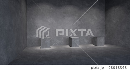 Empty  concrete space interior with sunlight and shadow, 3d rendering 98018348