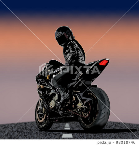 モーターサイクル　オートバイ　バイク　バイク女子　女性　背景 98018746