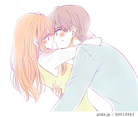 キス　夢中　男女　カップル 98019463