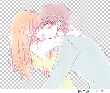 Kiss crazy man and woman couple - Stock Illustration