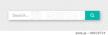 Search bar template. Internet browser engine with search box, address bar and text field. UI design, website interface element with web icons and push button. Vector illustration 98019724