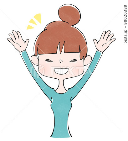 両手を上げて喜ぶ女性のイラスト 98020389