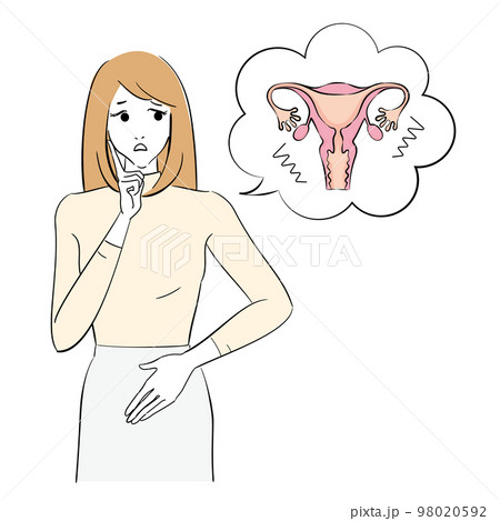 体調不良の女性　婦人科疾患 98020592