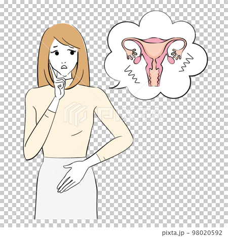 体調不良の女性　婦人科疾患 98020592