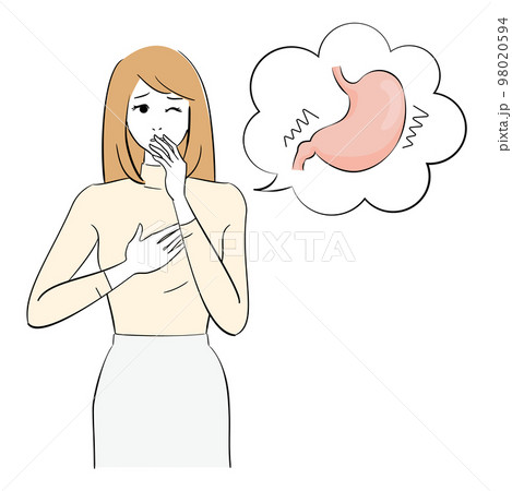 体調不良の女性 胃痛胸焼け 体調不良の女性 胃痛胸焼け 98020594