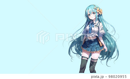 絶対領域　超ミニXニーハイコーデ　美少女「AI生成画像」 98020955