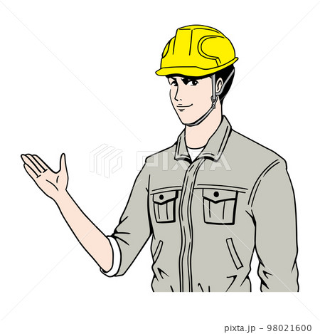 説明する日本人の工事現場員 98021600