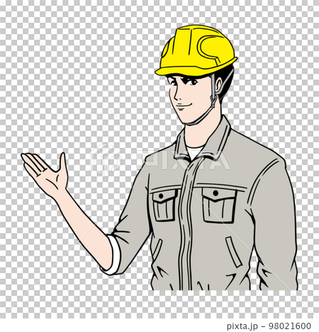説明する日本人の工事現場員 98021600