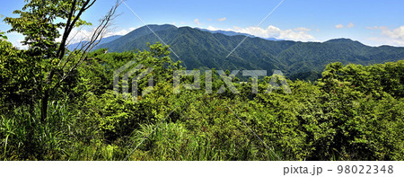 道志山塊の菜畑山山頂からのパノラマ 98022348