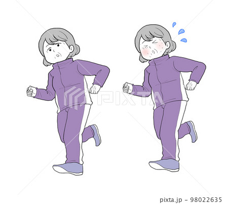 ランニングする年配の女性　セット 98022635