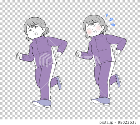 ランニングする年配の女性　セット 98022635