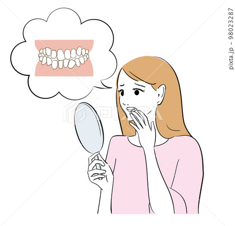 歯並びを気にする女性 98023287