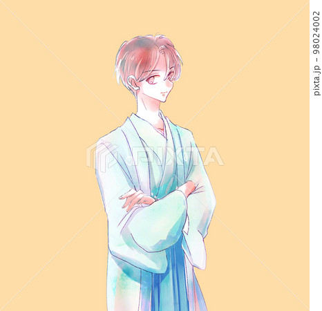 色紋付羽織袴姿の男性のイラスト素材 [98024002] - PIXTA