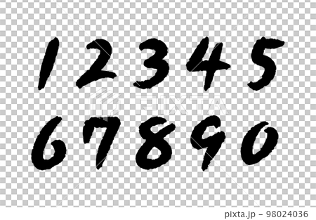 ざらついた手書きの数字 インク 装飾セットのイラスト素材 [98024036