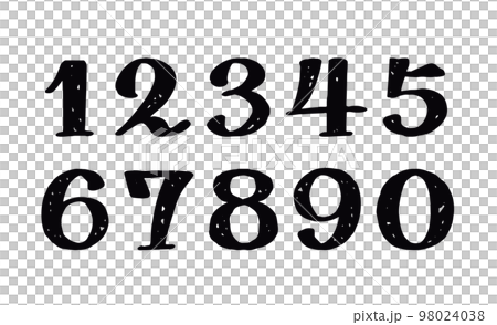 Rough hand-drawn numbers lettering decoration set Rough hand-drawn numbers lettering decoration set 98024038