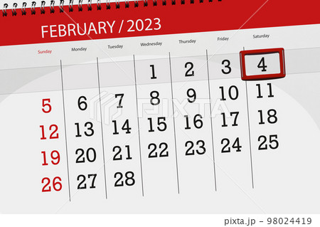Calendar 2023, deadline, day, month, page, organizer, date, february, saturday, number 4 98024419