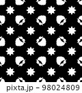 Christmas pattern. Vector seamless background with a beard, mustache, and stars. Festive design for poster backdrop, gift wrappers, textiles, and fabric. White elements on the black color. 98024809