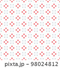 Abstract vector seamless pattern. Geometric background for holiday designs. Simple red and gray elements on a white background. Print on tiles for Christmas or birthdays for decoration of designs. 98024812