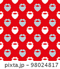 Seamless pattern with white and gray beards and mustaches on the red background. Merry Christmas vector illustration. Happy new year's design. Traditional winter holiday decoration. Festive backdrop. 98024817