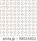 Abstract vector seamless pattern. Simple geometrical repeated background for holiday designs. Classic festive colors. Christmas or birthday tile print in red, green, and white colors. 98024822