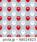 Seamless pattern with white and red beards and mustaches on the gray background. Merry Christmas vector illustration. Happy new year's design. Traditional winter holiday decoration. Festive backdrop. 98024823