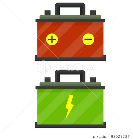 Red battery. rechargeable accumulator power supply. Red battery. rechargeable accumulator power supply. 98025287