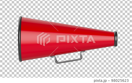 Side view of red vintage megaphone 98025623