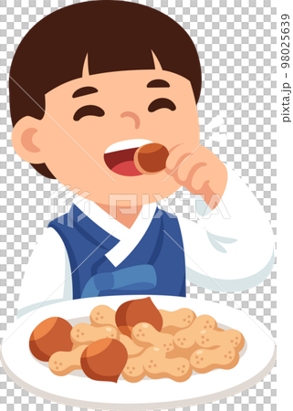 Korean child cracking nuts on Daeboreum Korean child cracking nuts on Daeboreum 98025639