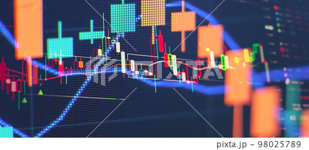 Charts of financial instruments for technical analysis. Stock trading market background as concept. 98025789