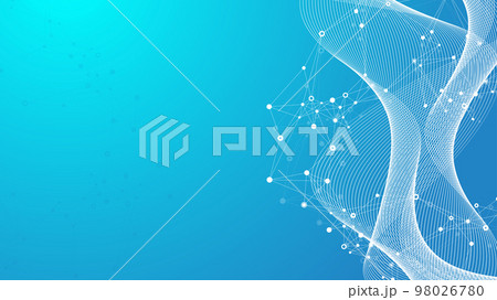 Digits abstract background with connected line and dots, web cover. Digital neural networks. Network and connection background for your presentation. Web graphic background, illustration. 98026780