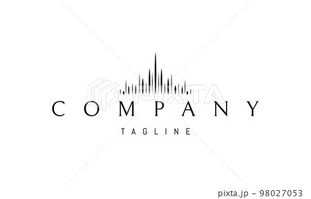 Vector logo on which an abstract image of the silhouette of the kingdom composed of sharp rays. 98027053