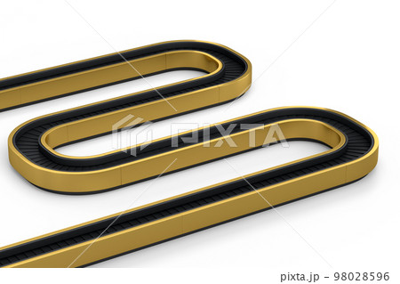 Airport luggage conveyor belt from baggage claim area on white background. Airport luggage conveyor belt from baggage claim area on white background. 98028596