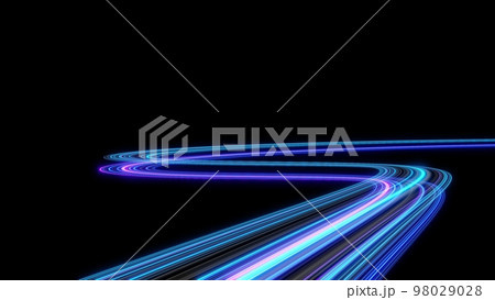 3d Neon light effect glowing trails. Colorful Light motion speed background. Motion blur long time effect. Technology 5g design concept. Laser beam sparkling on dark scene. Fast moving to futuristic. 3d Neon light effect glowing trails. Colorful Light motion speed background. Motion blur long time effect. Technology 5g design concept. Laser beam sparkling on dark scene. Fast moving to futuristic. 98029028