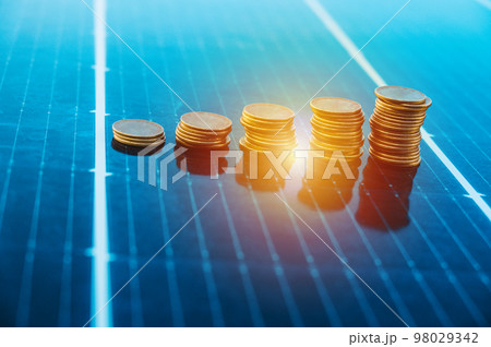 Money saved by using energy with solar panel Money saved by using energy with solar panel 98029342