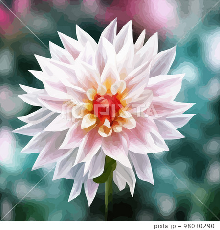 dahlia. Close-up. Spring flowers. , dahlia bud close-up. Multicolored image. Decor. Element. Vector illustration. Realistic close-up view, detailed petals dahlia. Close-up. Spring flowers. , dahlia bud close-up. Multicolored image. Decor. Element. Vector illustration. Realistic close-up view, detailed petals 98030290
