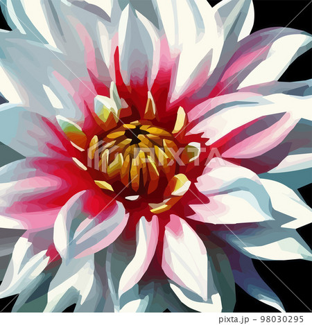 dahlia. Close-up. Spring flowers. , dahlia bud close-up. Multicolored image. Decor. Element. Vector illustration. Realistic close-up view, detailed petals 98030295